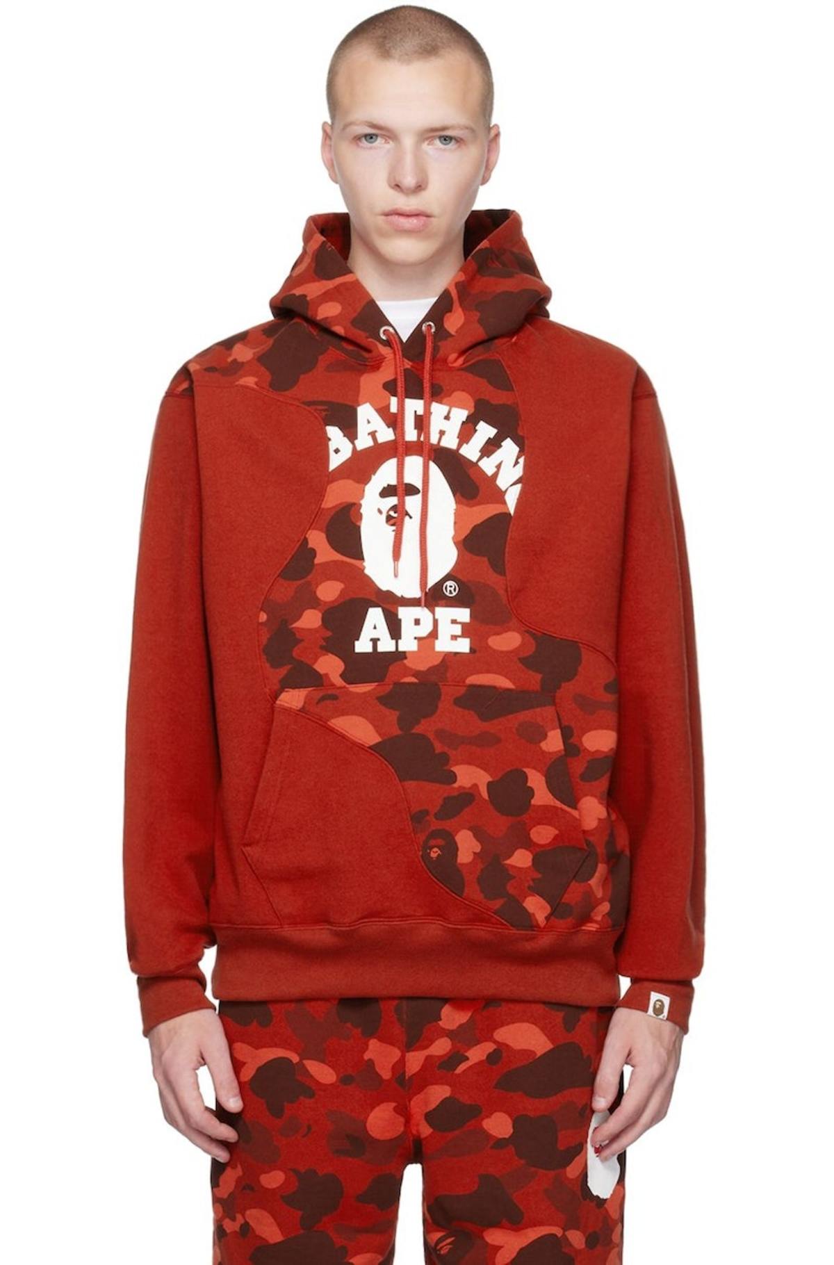 Bape Camo College Cutting Hoodie - Red | Garmentory