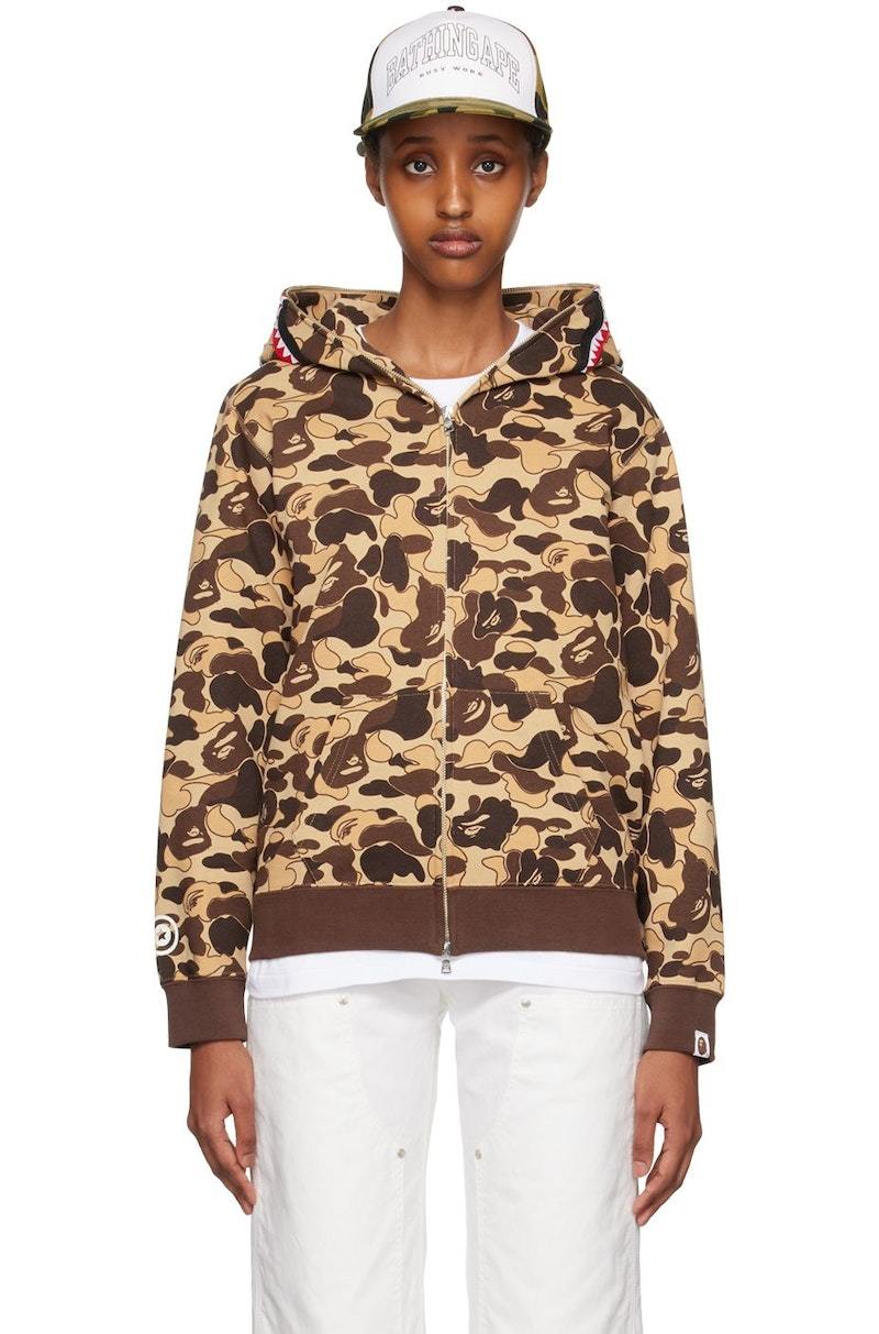 Bape Cookie Camo 2 Shark Hoodie - Brown | Garmentory