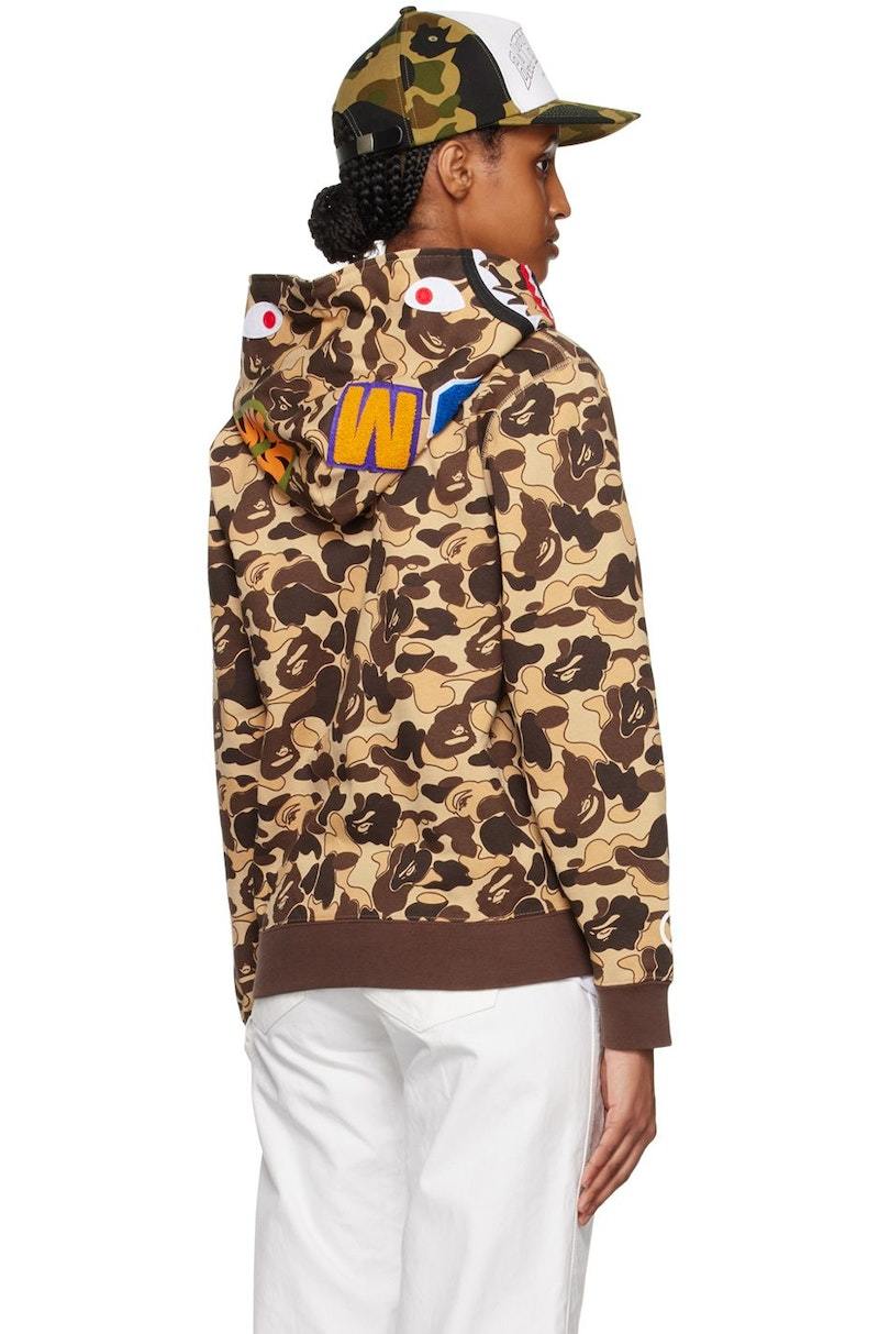 Bape Cookie Camo 2 Shark Hoodie - Brown | Garmentory