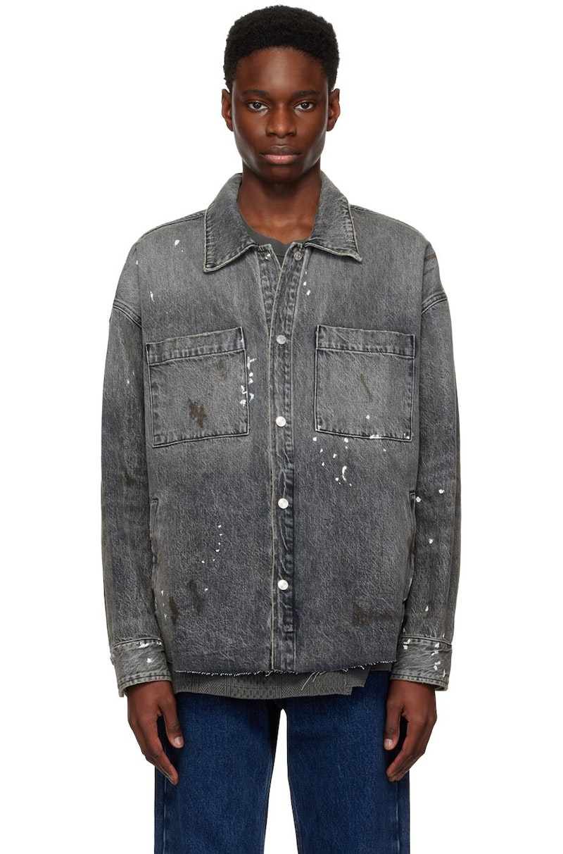 Frame Raw Edge Denim Jacket - Gray | Garmentory