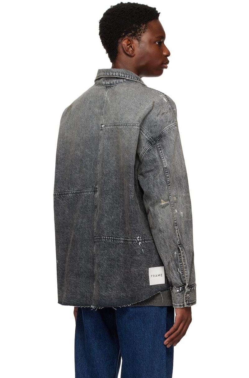 DRAW FIT ♥ RAW EDGE CREW-NECK DENIM JACKET draw-fit