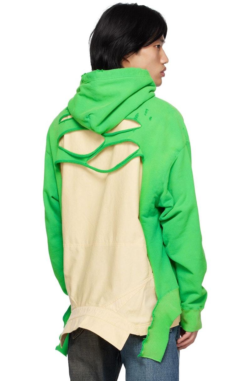 Mihara Yasuhiro Distressed Layered Hoodie - Green | Garmentory