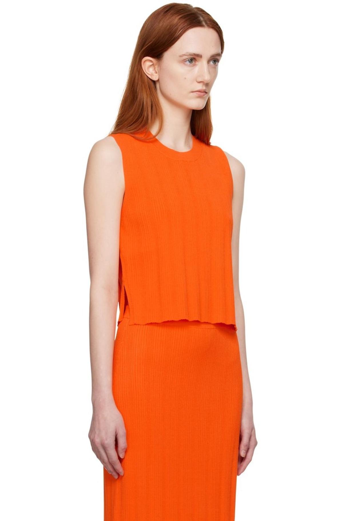 Frame Orange Cutout Tank Top - Bright Tangerine | Garmentory display picture 2