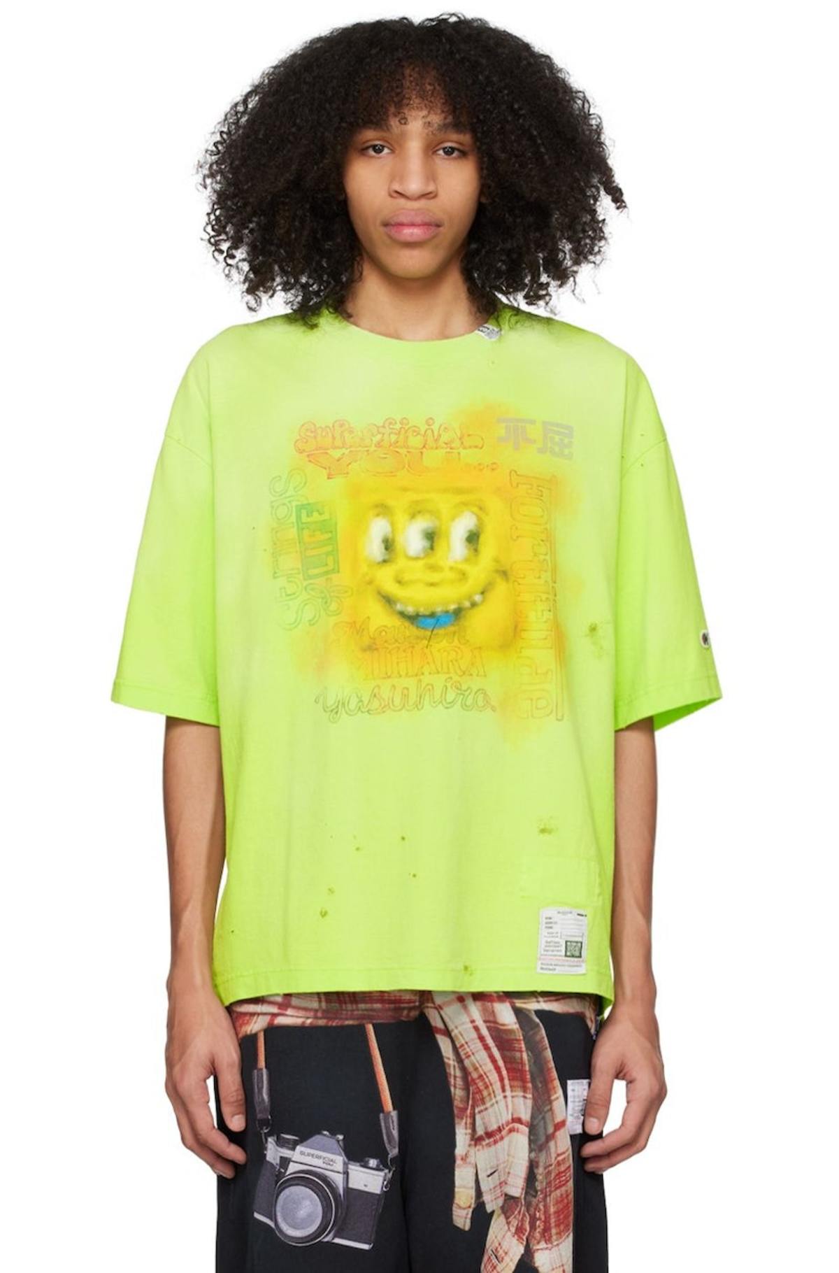 Mihara Yasuhiro Distressed T-Shirt - Green | Garmentory