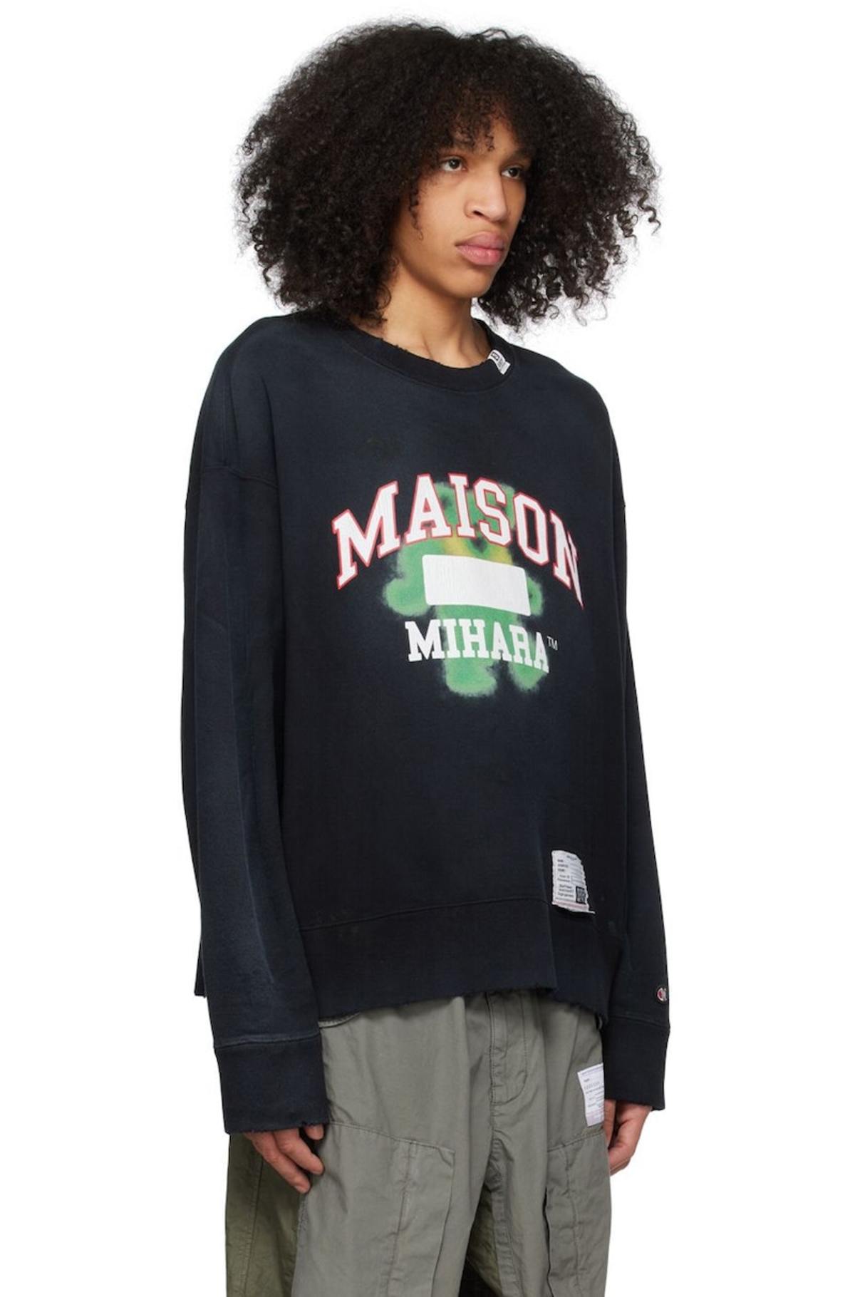 ミハラヤスヒロ Distressed Sweatshirt Black 46 Mihara Yasuhiro Distressed Sweatshirt - Black | Garmentory