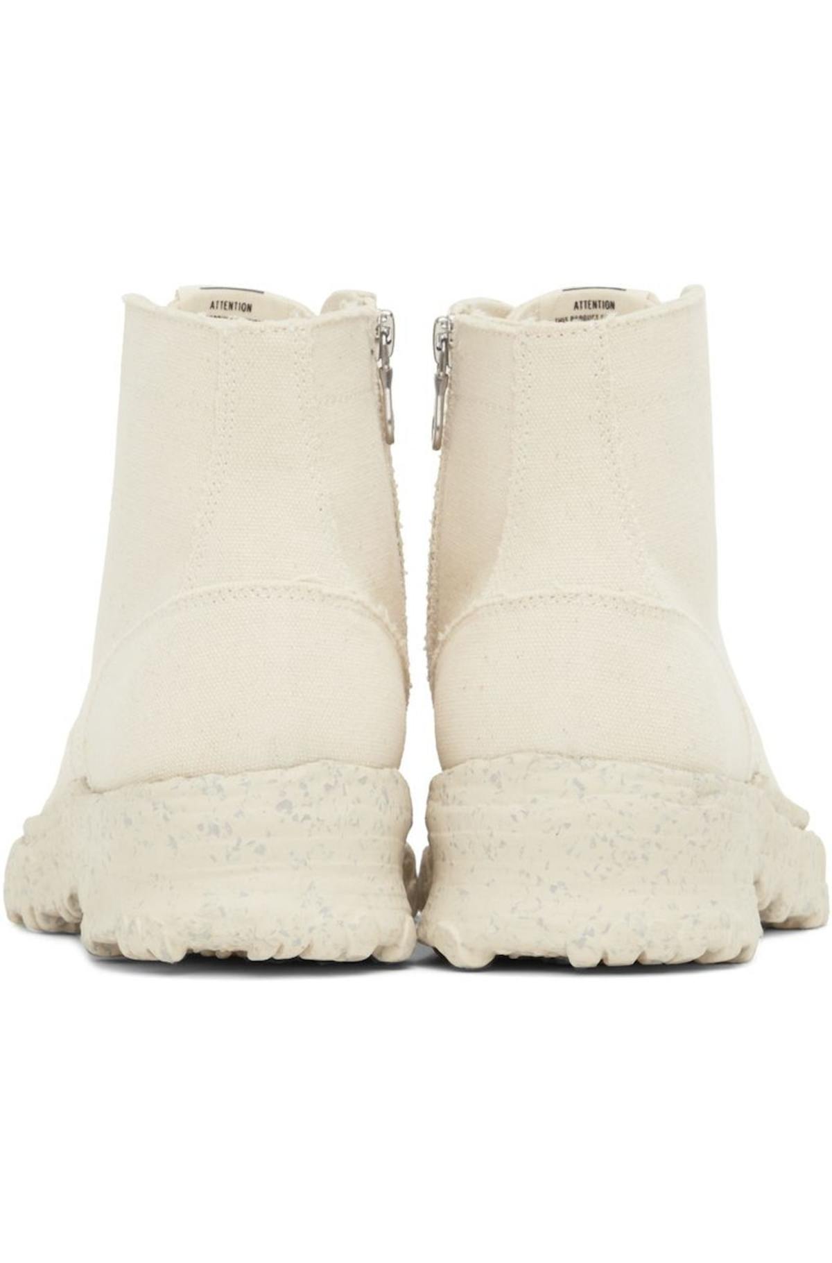 MIHARA YASUHIRO SEVEN Men’s 8.5 •  White Platform Heeled Lace Up Boots. Maison Mihara Yasuhiro High Top Lace Up Sneaker in White  main image 3
