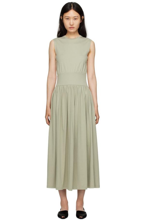 TOTEME Gathered Maxi Dress - Green on Garmentory