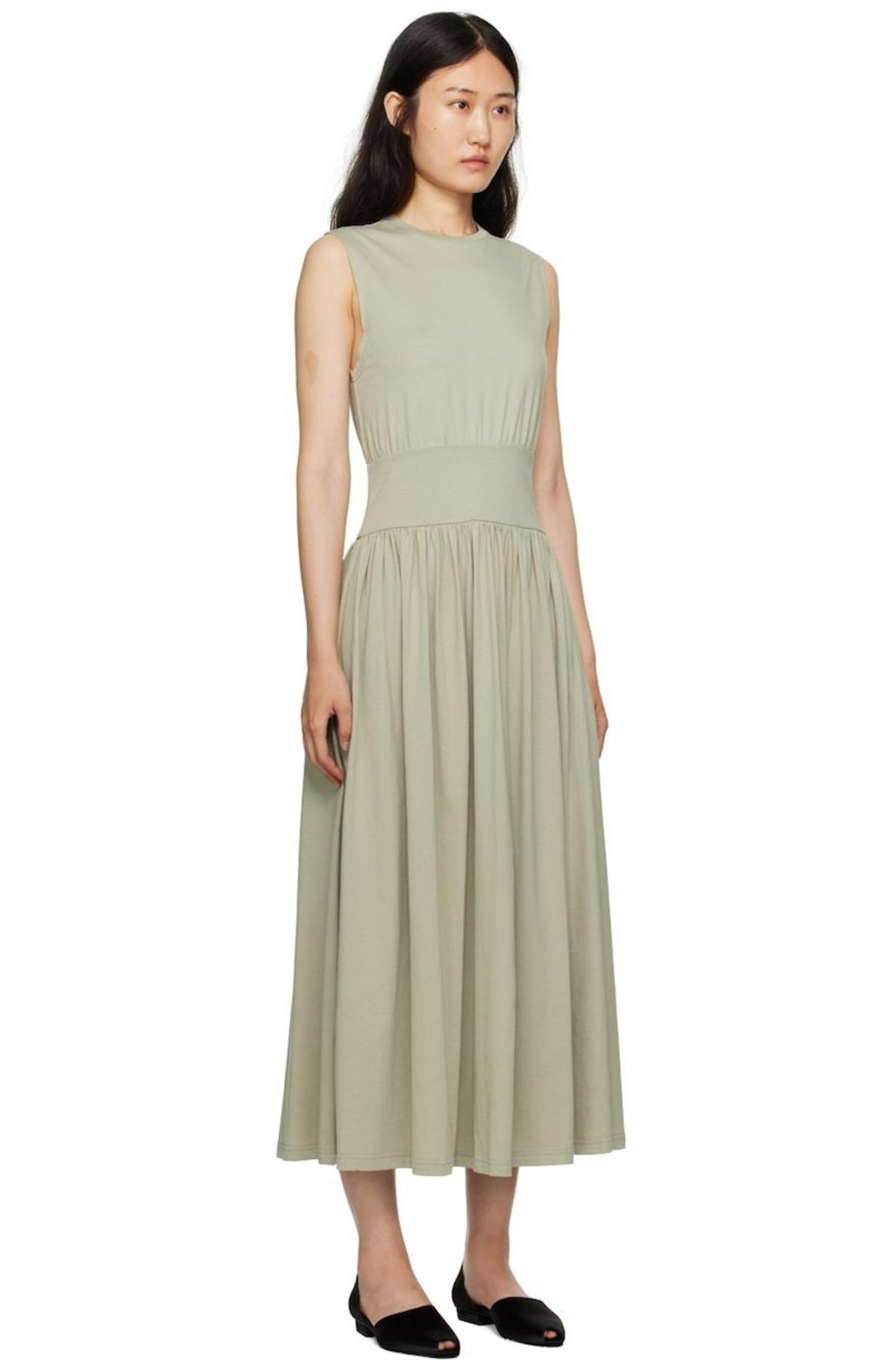 TOTEME Gathered Maxi Dress - Green | Garmentory TOTEME Gathered Maxi Dress - Green | Garmentory