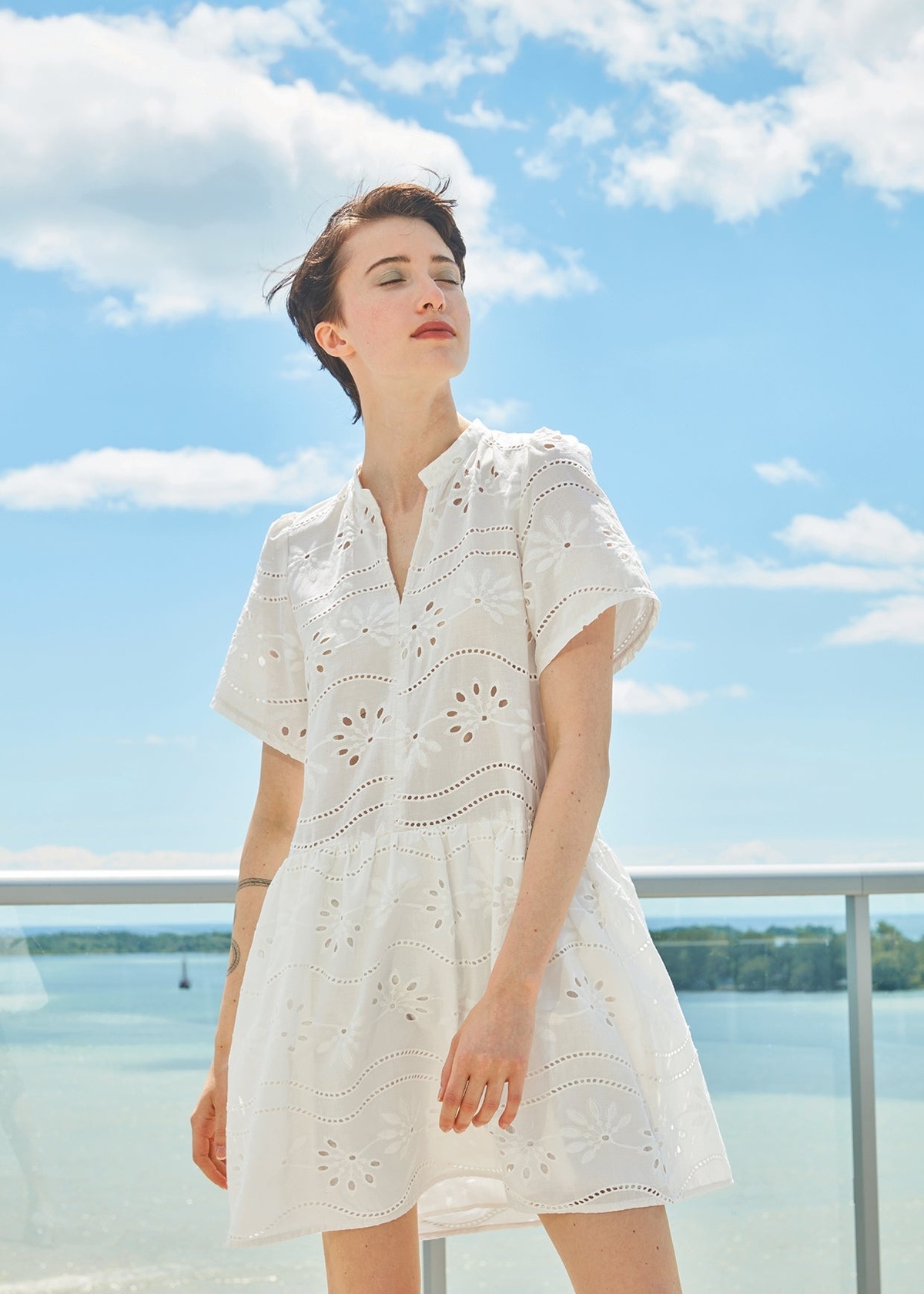 blue and brown polka dot dress Light Blue Eyelet Dress