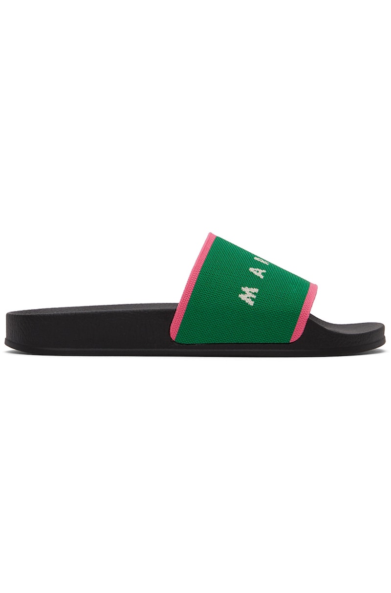 【MARNI】Stretch Logo Jacquard Slides Bluemarine:Maroon:Red Marni - Logo jacquard slides Marni