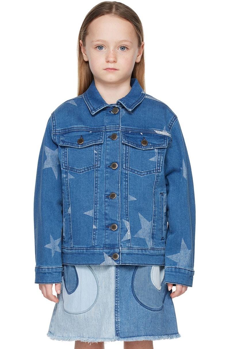 Kids STELLA MCCARTNEY Star Denim Jacket - Navy | Garmentory