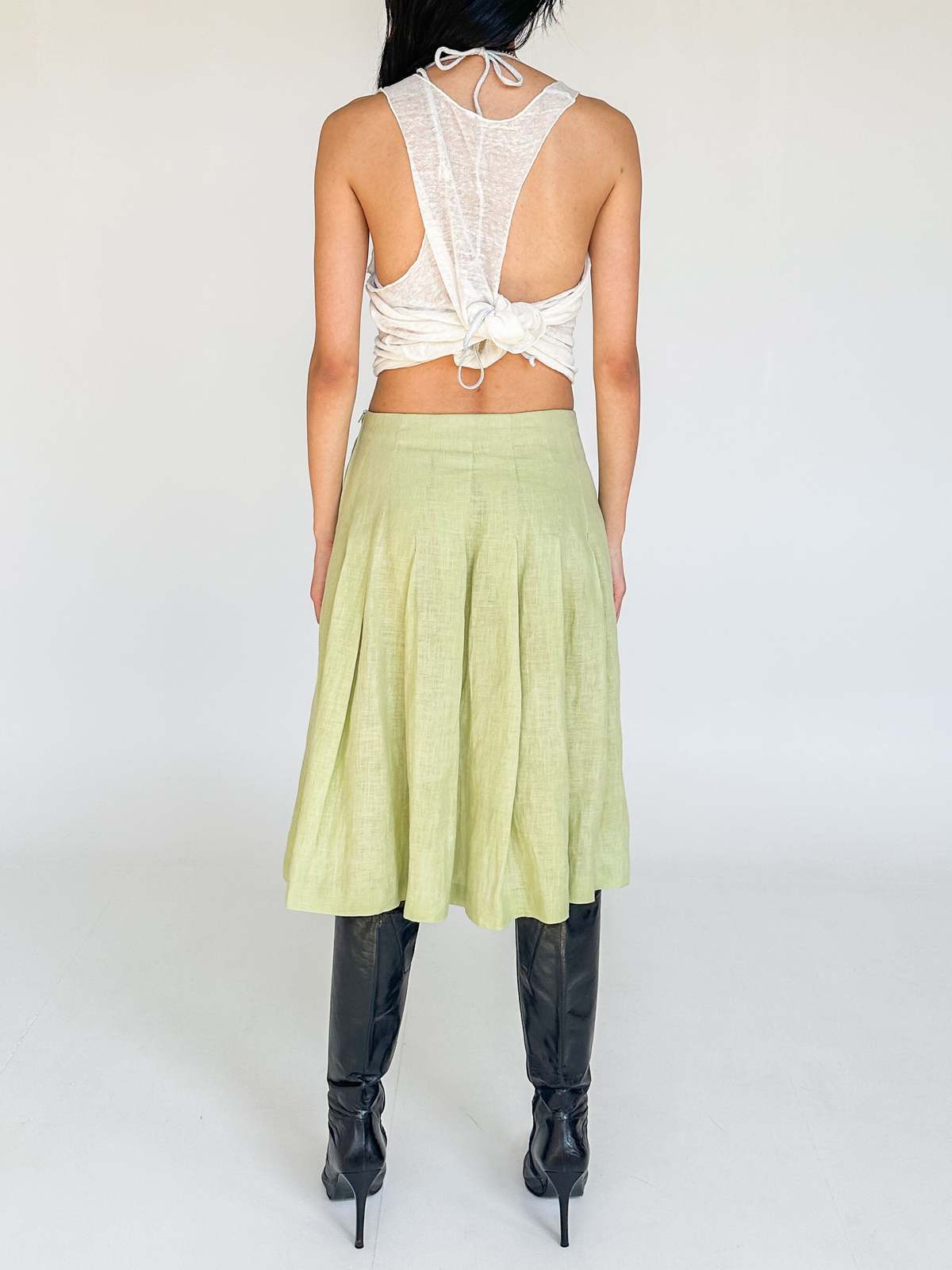 Lettuce Trim Accordion Pleated Top and Skirt Set