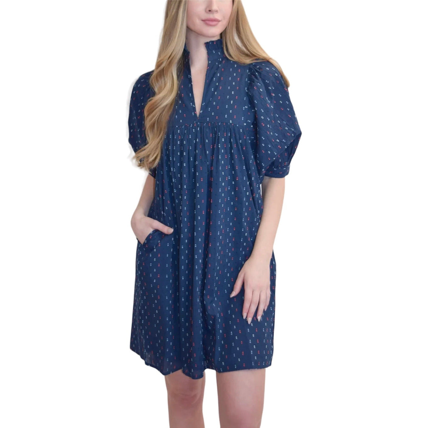 navy blue swiss dot dress Sheer Beauty Swiss Dots Wrap Slit Maxi Dress Navy Blue