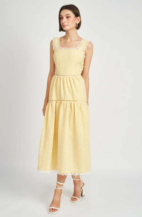 en saison tiered midi dress En Saison Poplin Tiered Midi Dress Light Blue
