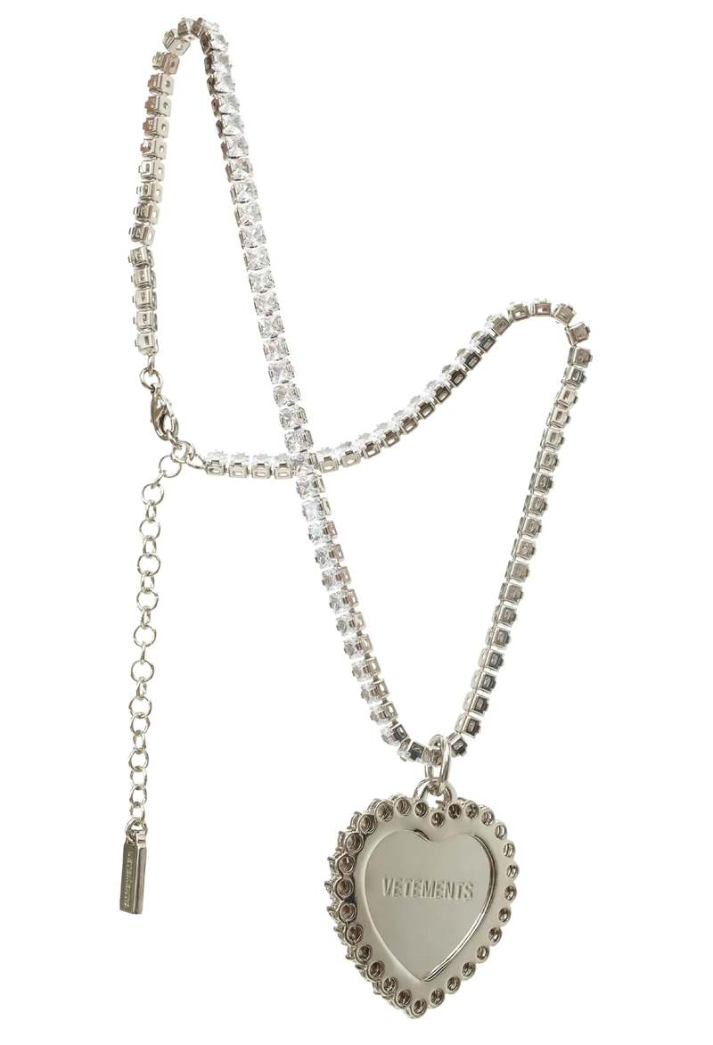 Vetements Crystal Heart Necklace (Blue) | Garmentory