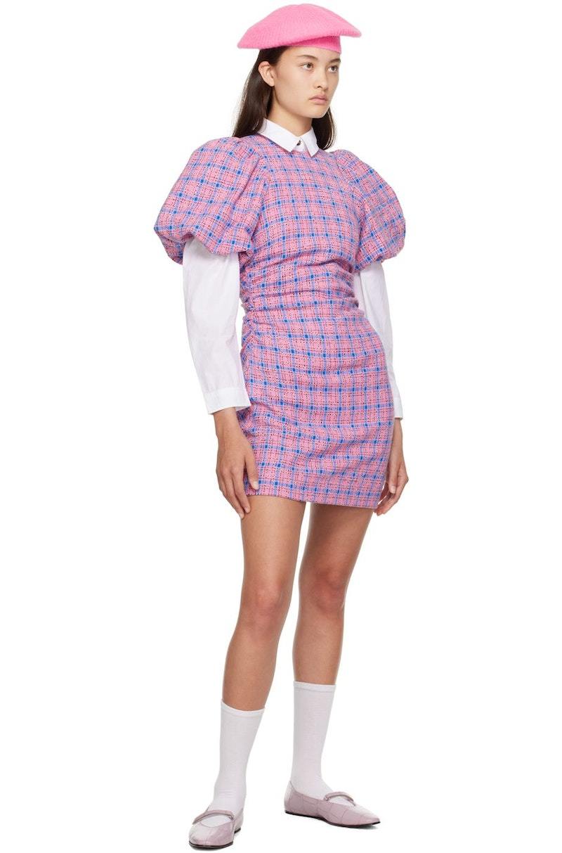 Ganni Check Suiting Mini Dress Wild Orchid/ミニ丈 ドレス Ganni Minidress - Wild Orchid | Garmentory