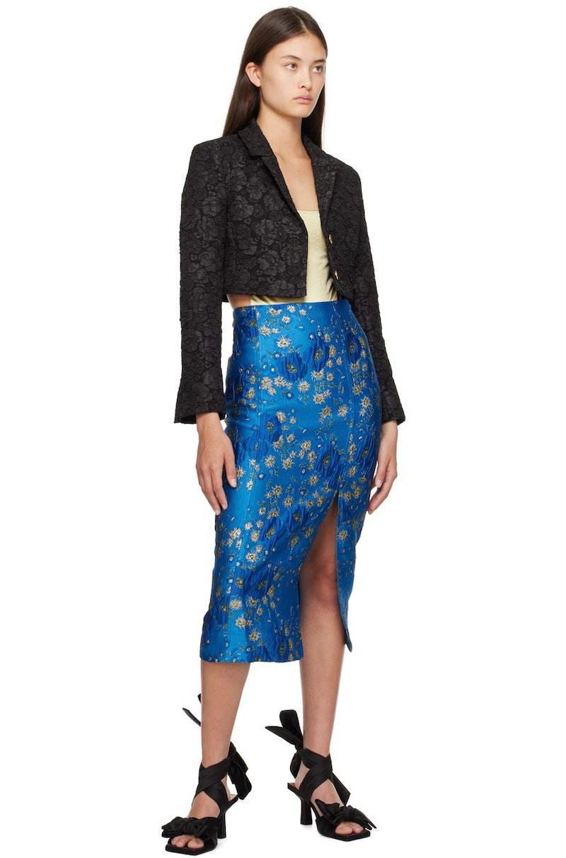 GANNI Floral Midi Skirt - Brilliant Blue | Garmentory