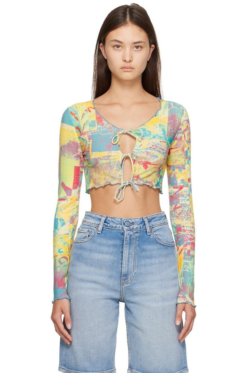 GANNI Cropped Blouse - Multicolor | Garmentory