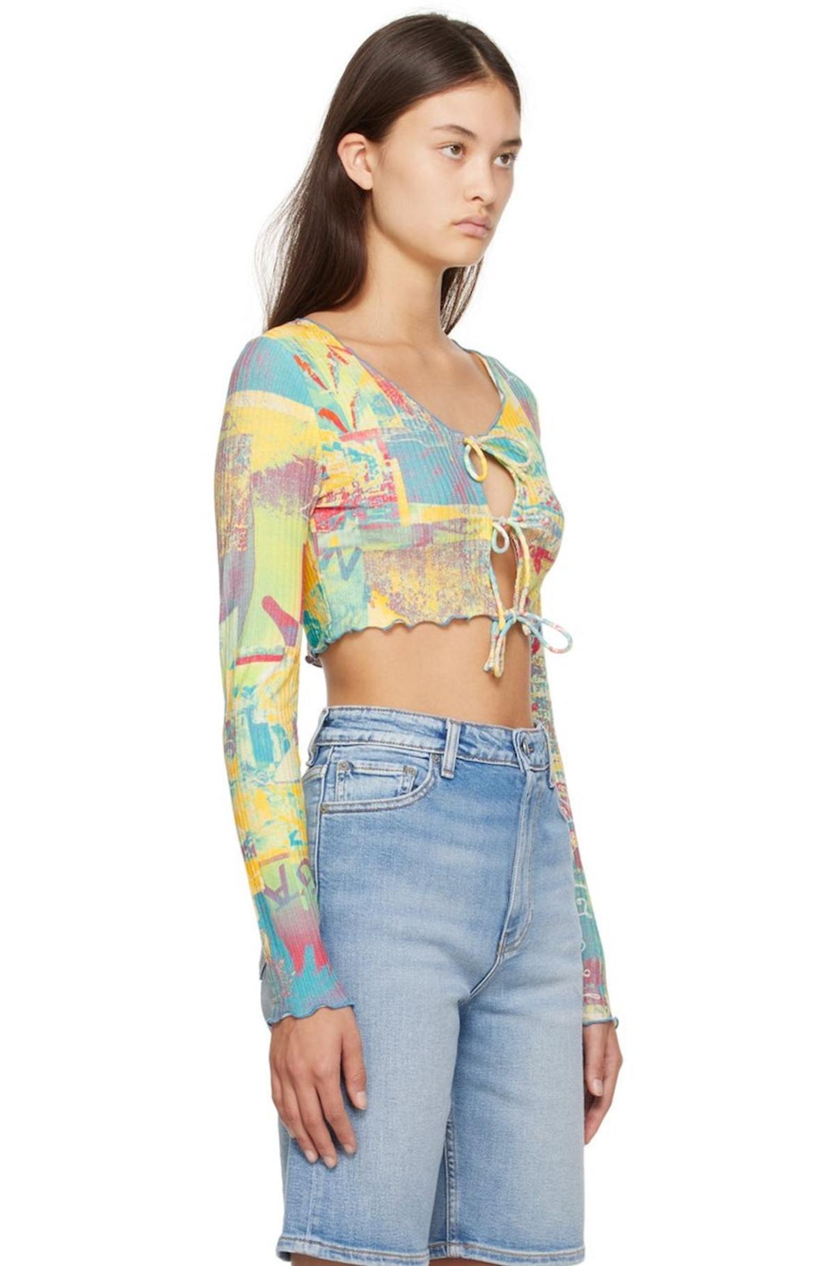 GANNI Cropped Blouse - Multicolor | Garmentory