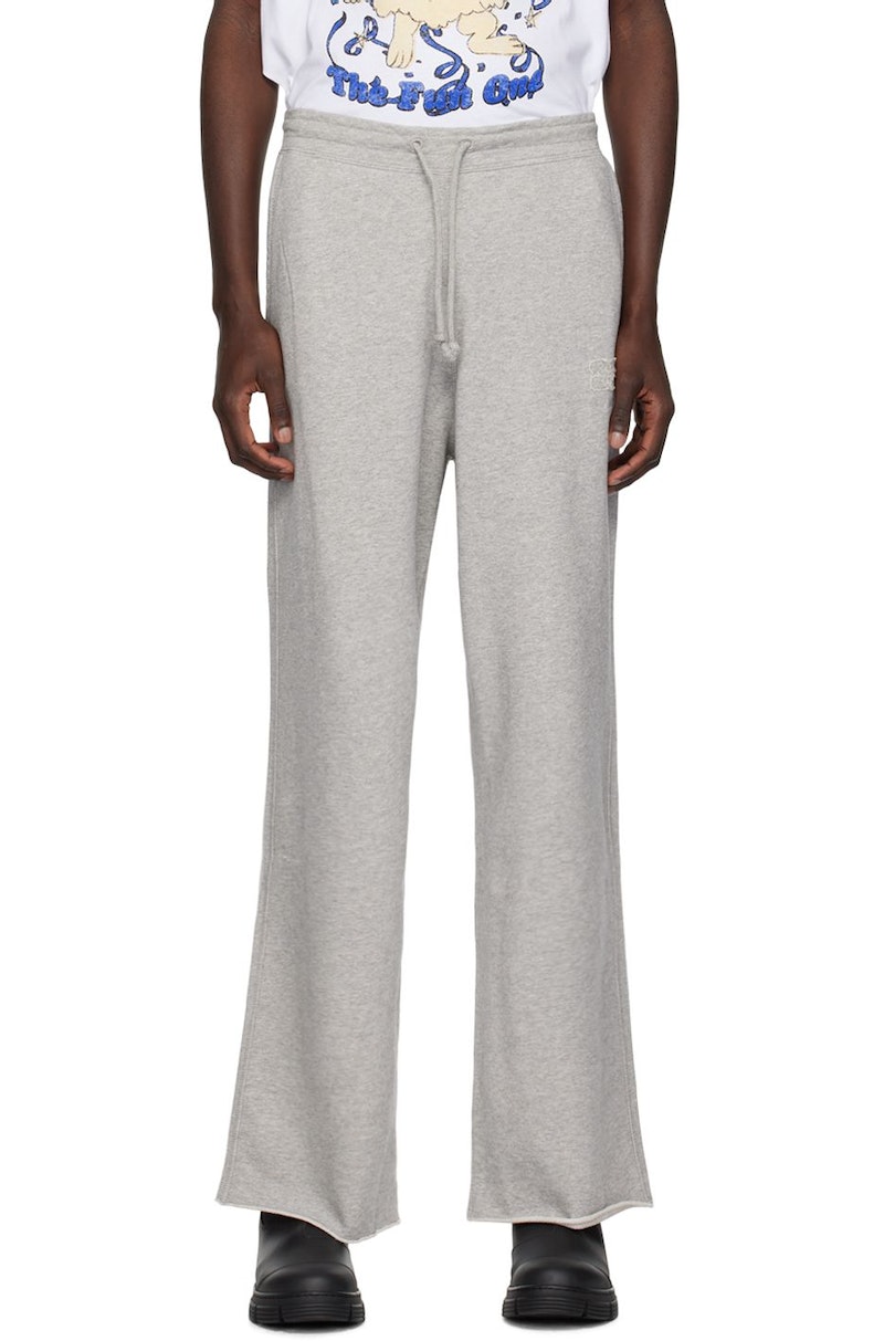 GANNI｜TRAINING PANTS (GREY ISOLI WIDE LEG PANTS (T3564 Ganni Isoli Mélange Grey Wide Leg Sweatpants | italist