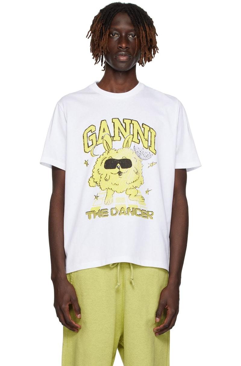 Ganni Dance Bunny T-Shirt - Bright White | Garmentory