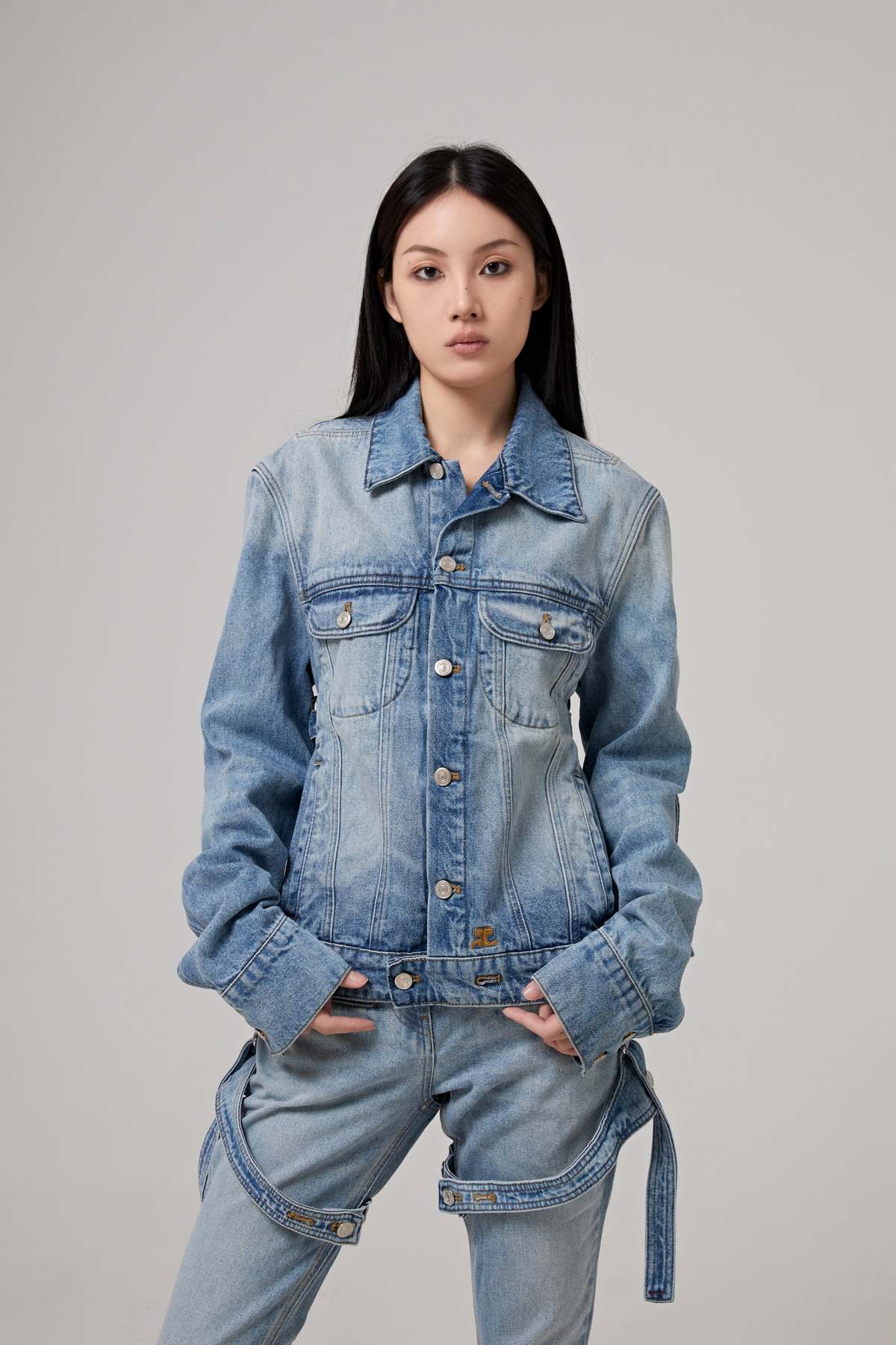 COURREGES BI STYLING LIGHT BLUE DEN JACKET - LIGHT BLUE WASH