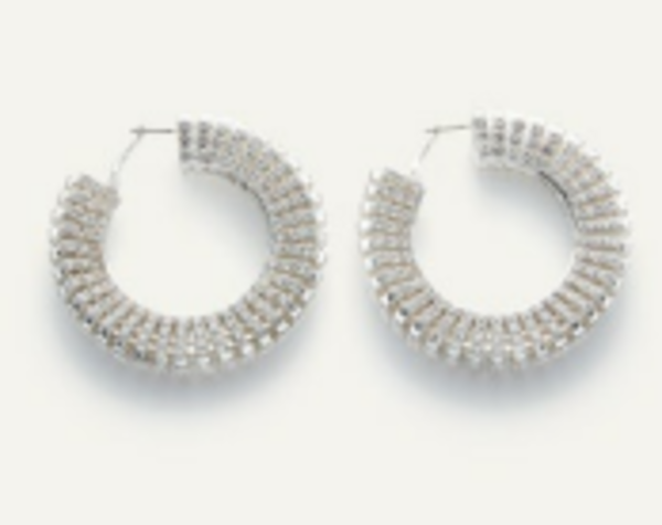 ピアス MAGDA BUTRYM FW25 HOOP EARRINGS (714725 SILVER) Silver crystal linear fringe earrings