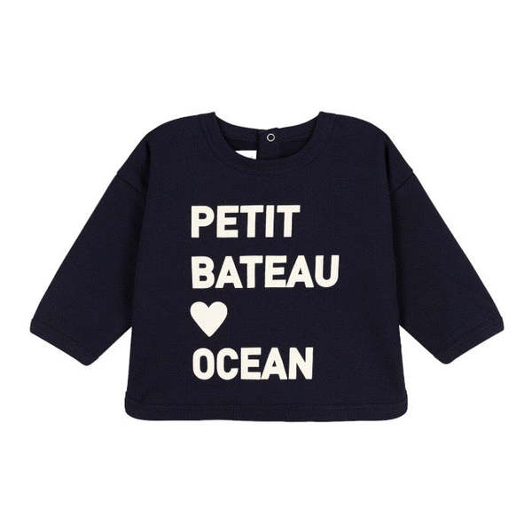 Petit Bateau Baby Fleece Sweatshirt - Navy Blue