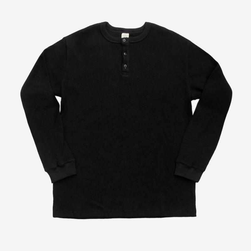 3Sixteen Long Sleeve Thermal Knit Henley Black Garmentory