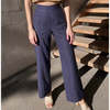 Modern Sunday Raw Silk Wide Leg Pant - Navy - Thumbnail 1