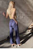 Modern Sunday Raw Silk Wide Leg Pant - Navy - Thumbnail 2