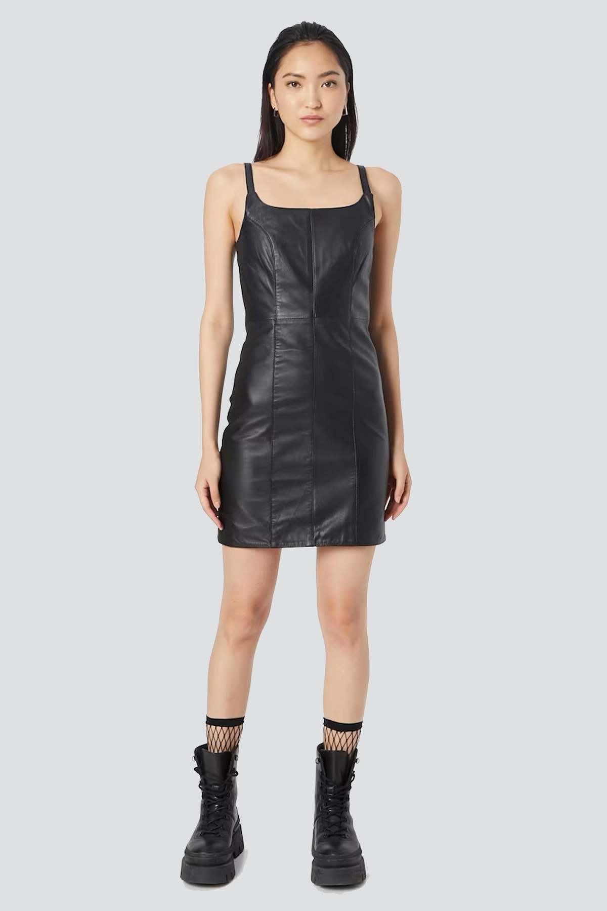 DEADWOOD Black Leather Mimi Dress - Black - Image 1 of 3