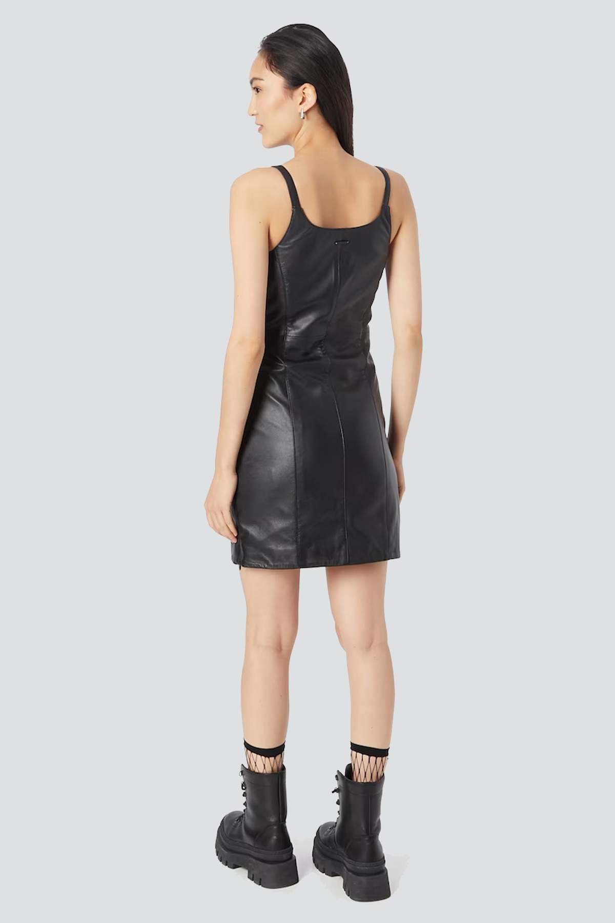 DEADWOOD Black Leather Mimi Dress - Black - Image 2 of 3