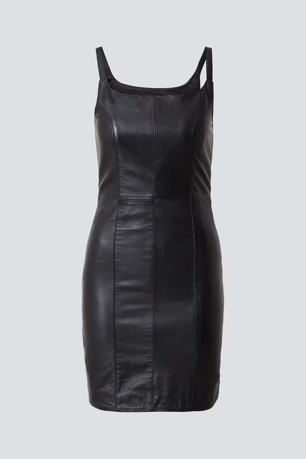 DEADWOOD Black Leather Mimi Dress - Black