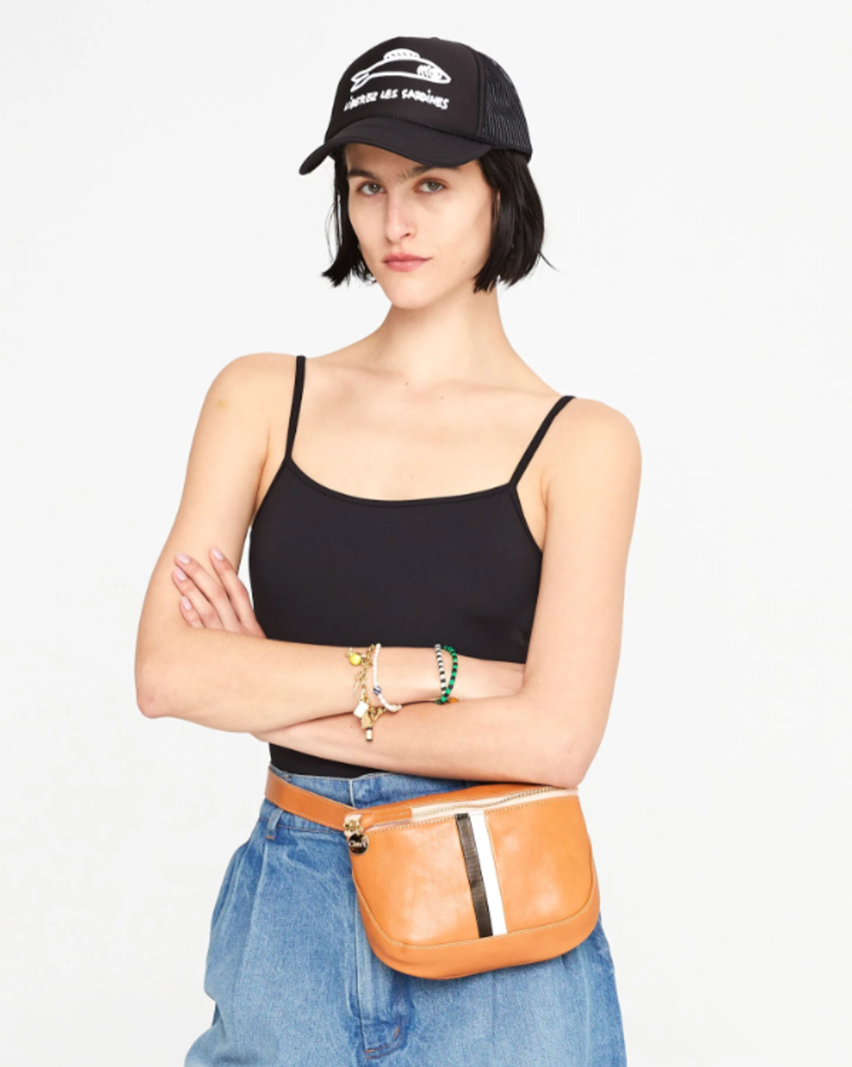 Clare V. Trucker Hat - Black/Cream Liberez Les Sardines 