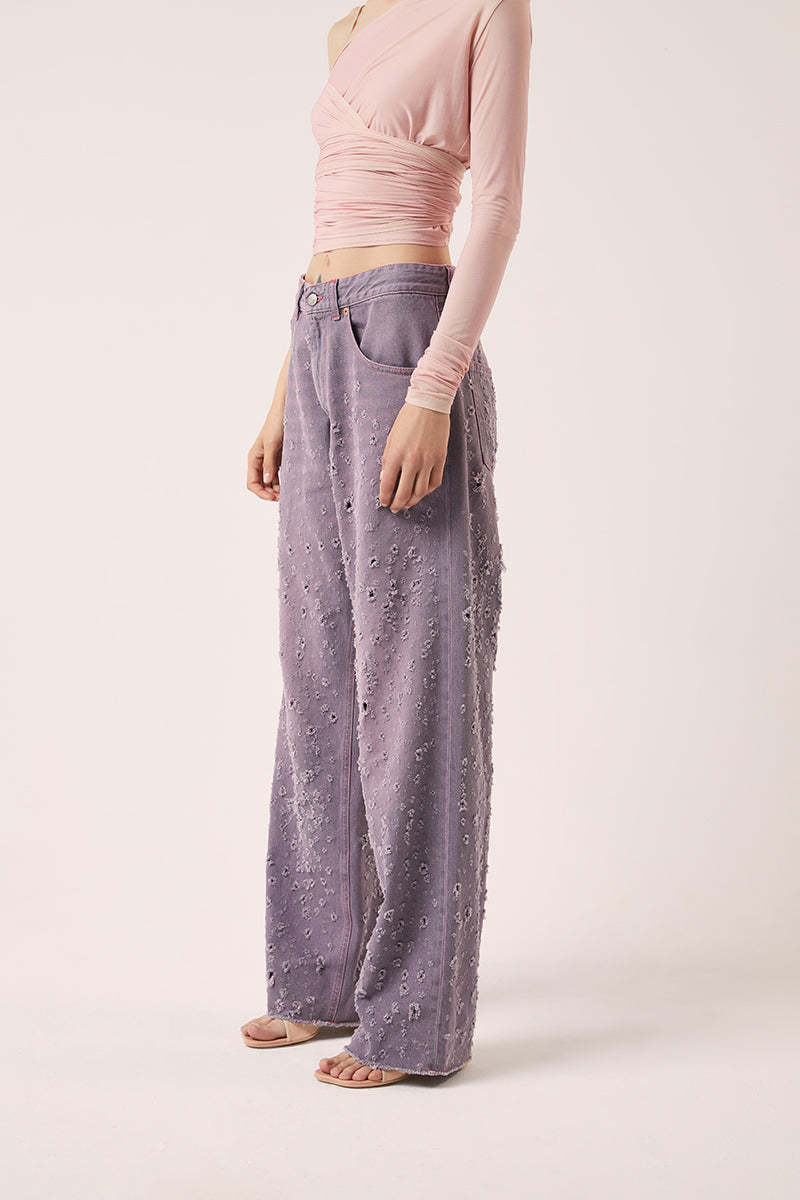 Mm6 Maison Margiela Distressed Straight Leg Jeans - Pink