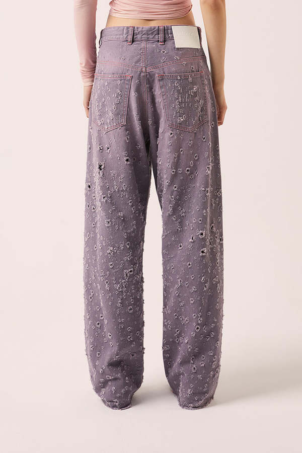 Mm6 Maison Margiela Distressed Straight Leg Jeans - Pink | Garmentory