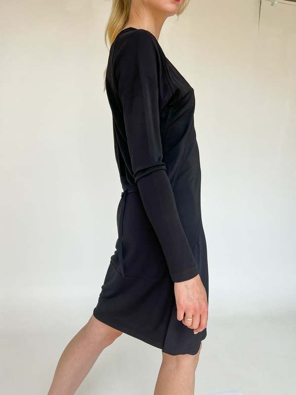 knee length dresses for ladies Black Slinky Button Tie Maxi Dress – BLANK