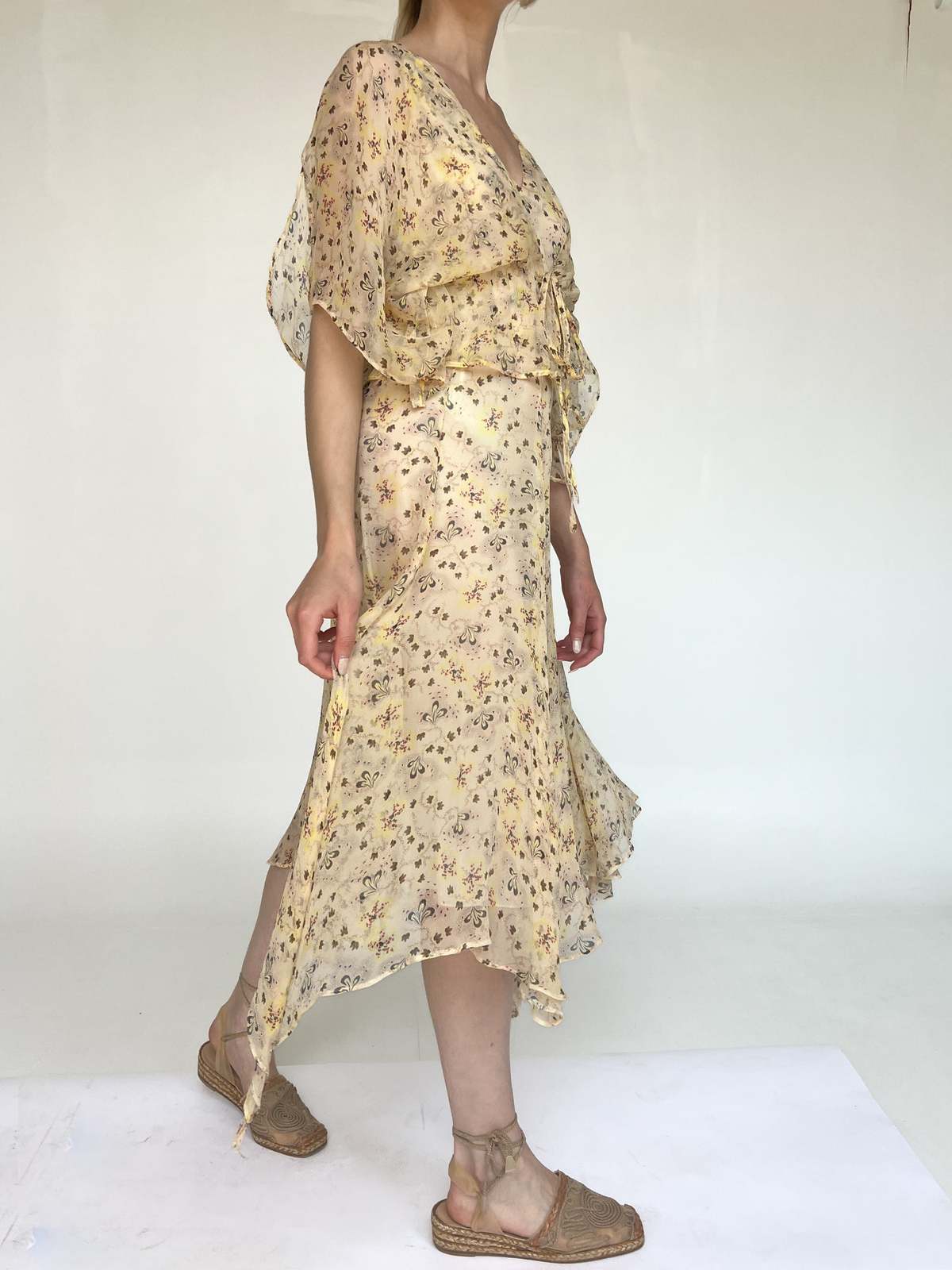 Krizia Silk Flowy Dress - Yellow/Cream | Garmentory