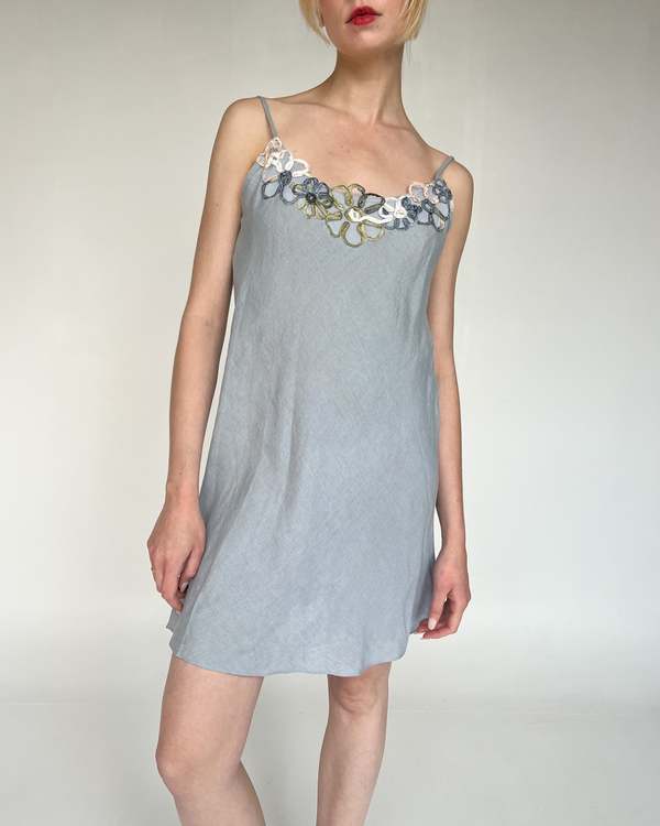 Linen Appliqued Slipdress | Garmentory