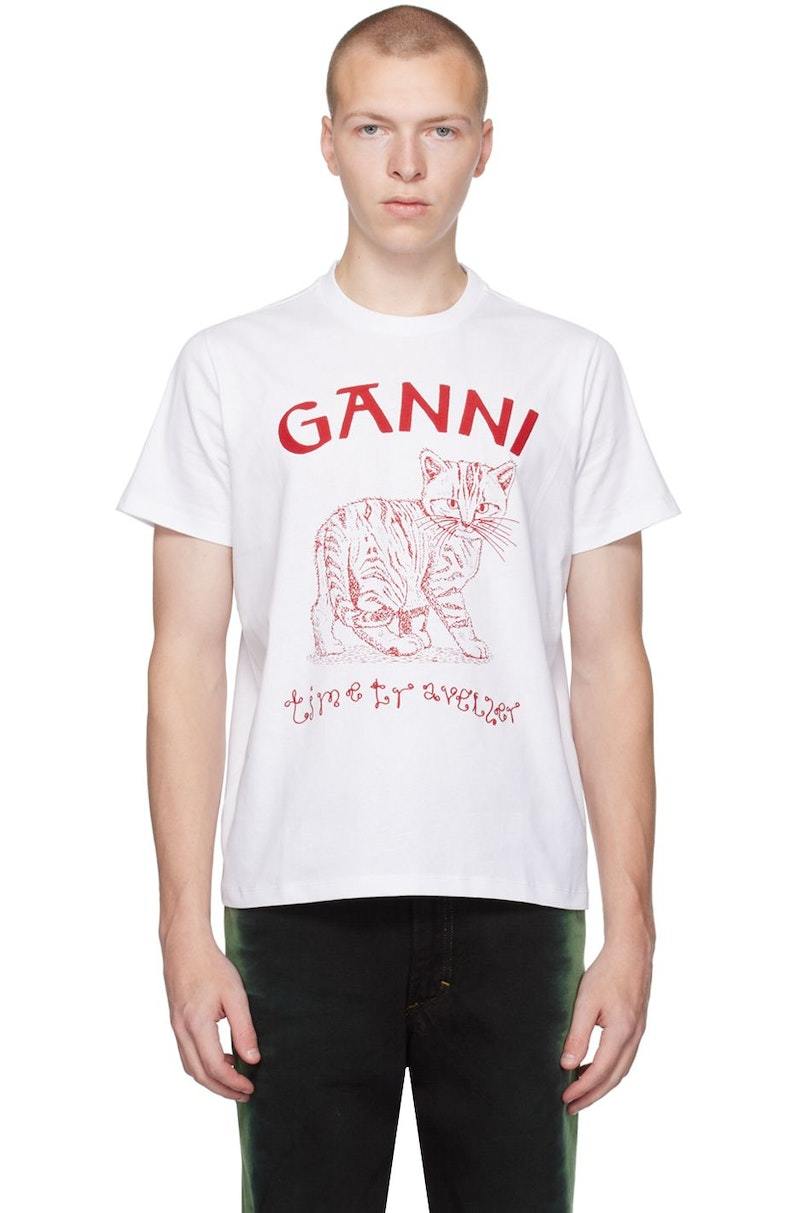 GANNI ホワイト Tシャツ S White Basic Jersey Cherry Relaxed T-shirt | GANNI US