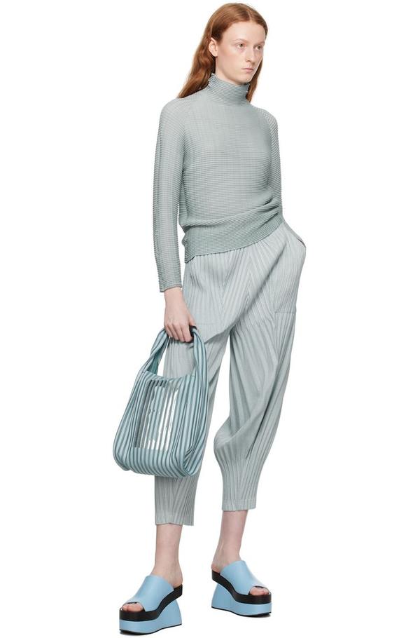 Issey Miyake Blue Wooly Pleats-36 Turtleneck - Light Blue | Garmentory