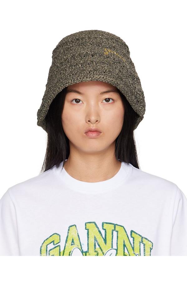 Ganni Crochet Bucket Hat Black Garmentory