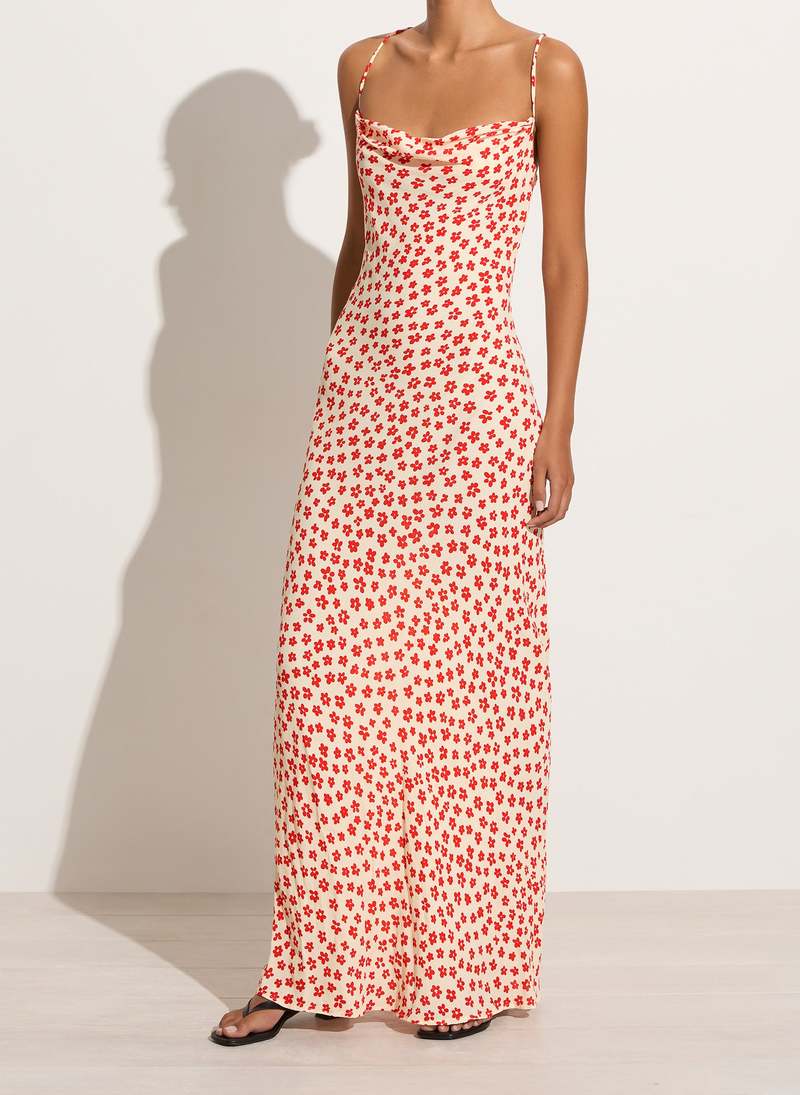 strapless open back dress Jardin Midi Dress Leilani Red