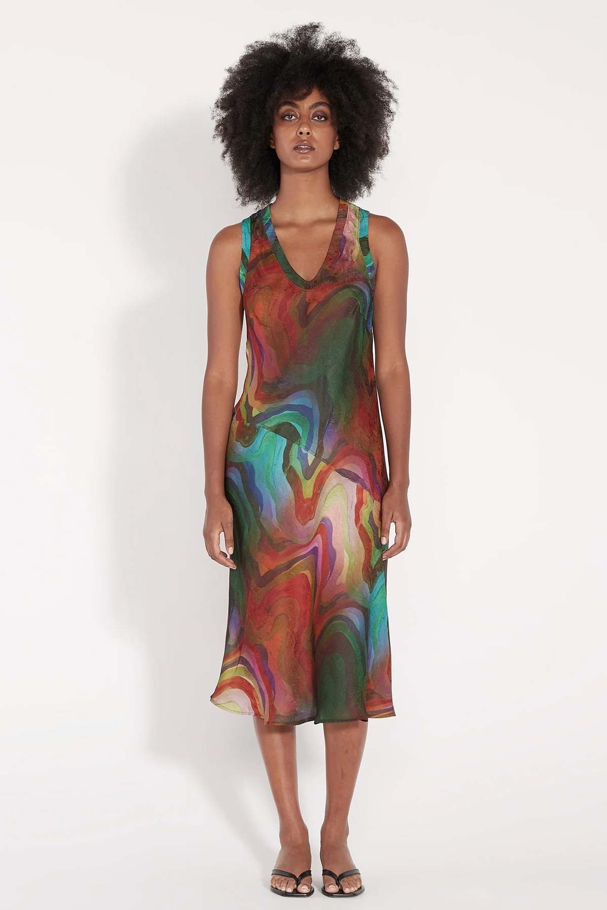 raquel allegra silk dress Raquel Allegra Silk Print Kennedy Midi Dress