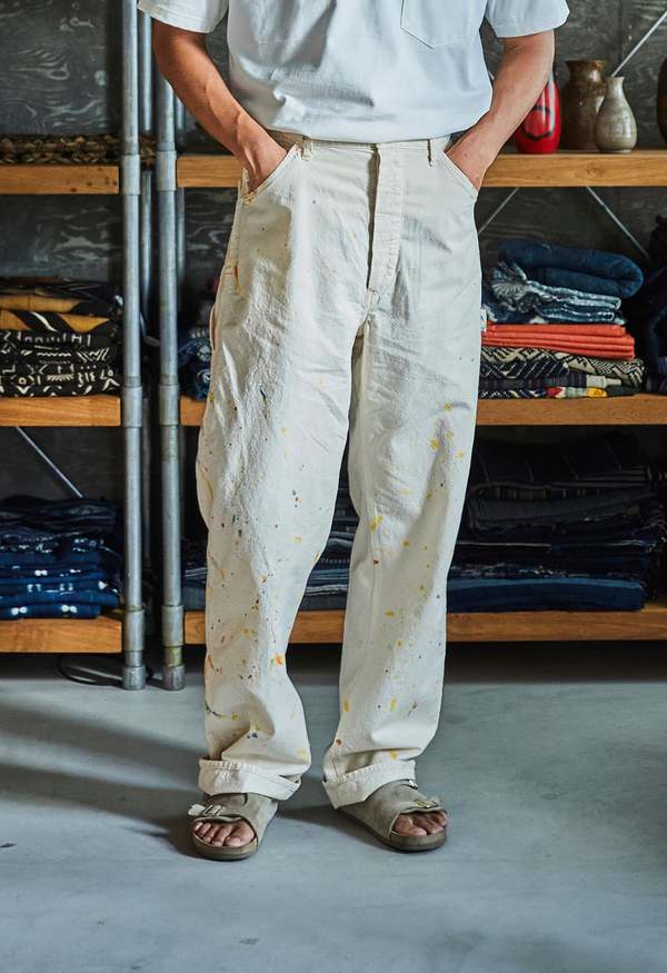パンツ orSlow PAINTER PANTS ECRU 1 S Orslow 60's Painter Pants - Ecru/Paint | Garmentory