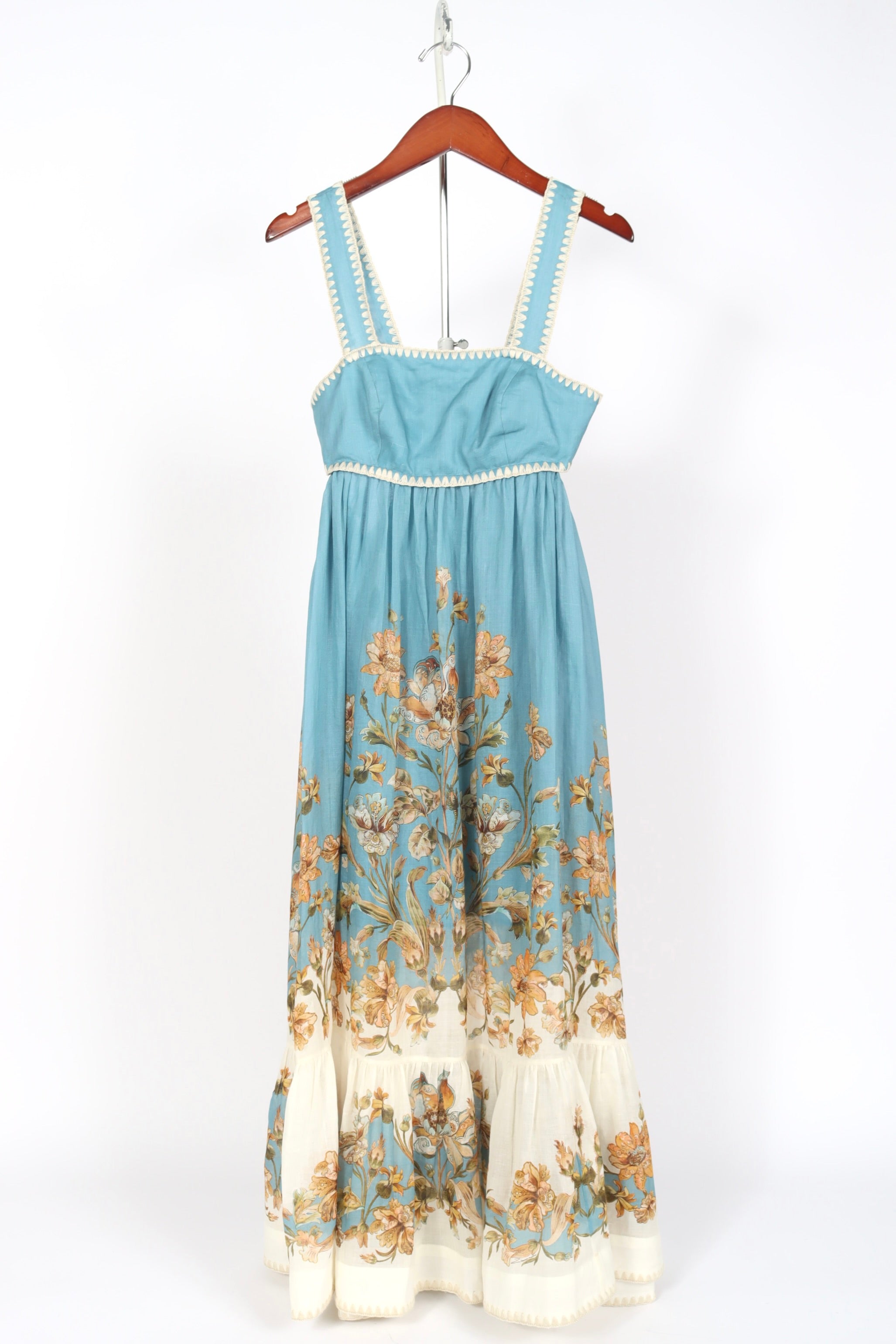 Zimmermann Chintz Tiered Midi Dress - Blue Daisy Floral | Garmentory