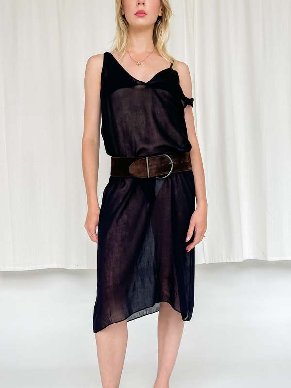 Sheer Sleeveless Dress - Black | Garmentory Sheer Sleeveless Dress - Black | Garmentory