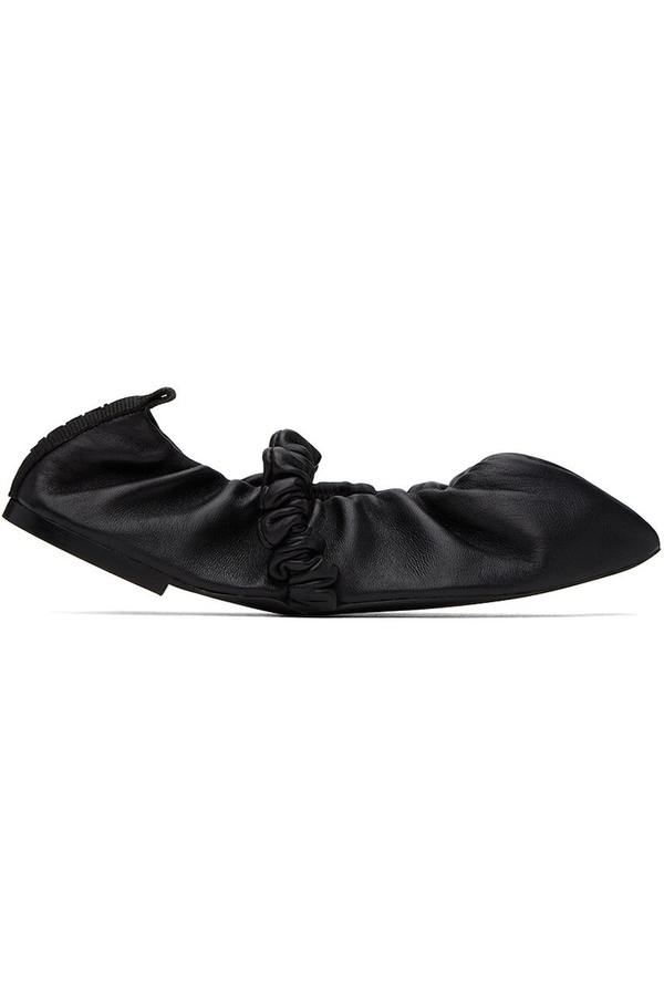 GANNI Scrunchie Ballerina Flats - Black | Garmentory