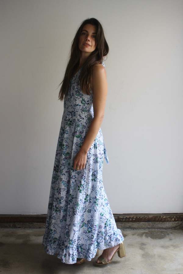 princess polly baby blue dress Vintage Backless Batik maxi dress - Prints